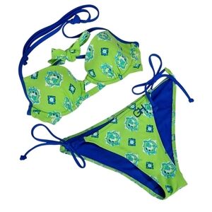Gilly Hicks Bikini - Lime Green and Royal Blue NEW XS/SM